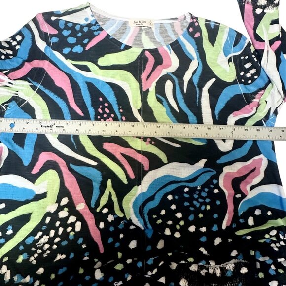 Jess & Jane Multicolor Abstract Art To Wear Tunic Top Size L USA Lagenlook - Picture 9 of 10